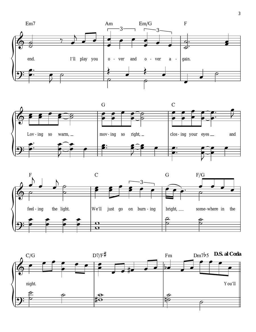 Somewhere In The Night Easy Piano scores gallery preview page 3