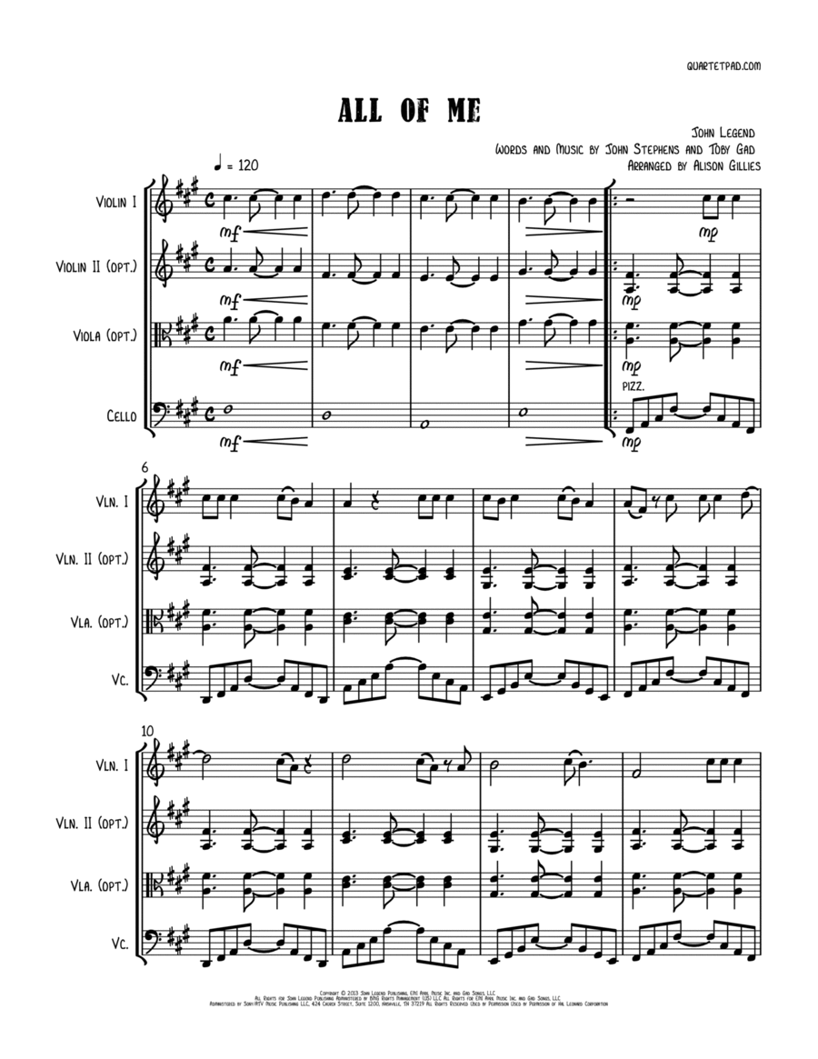 All Of Me String Trio scores gallery preview page 1