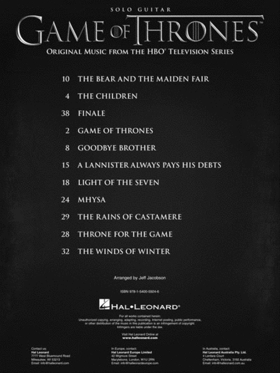 Game of Thrones Guitar Tablature scores gallery preview page 3