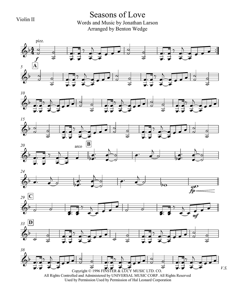 Seasons Of Love String Quartet scores gallery preview page 3