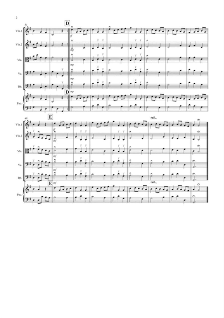 Minuet in G by Bach for String Orchestra String Quartet scores gallery preview page 2