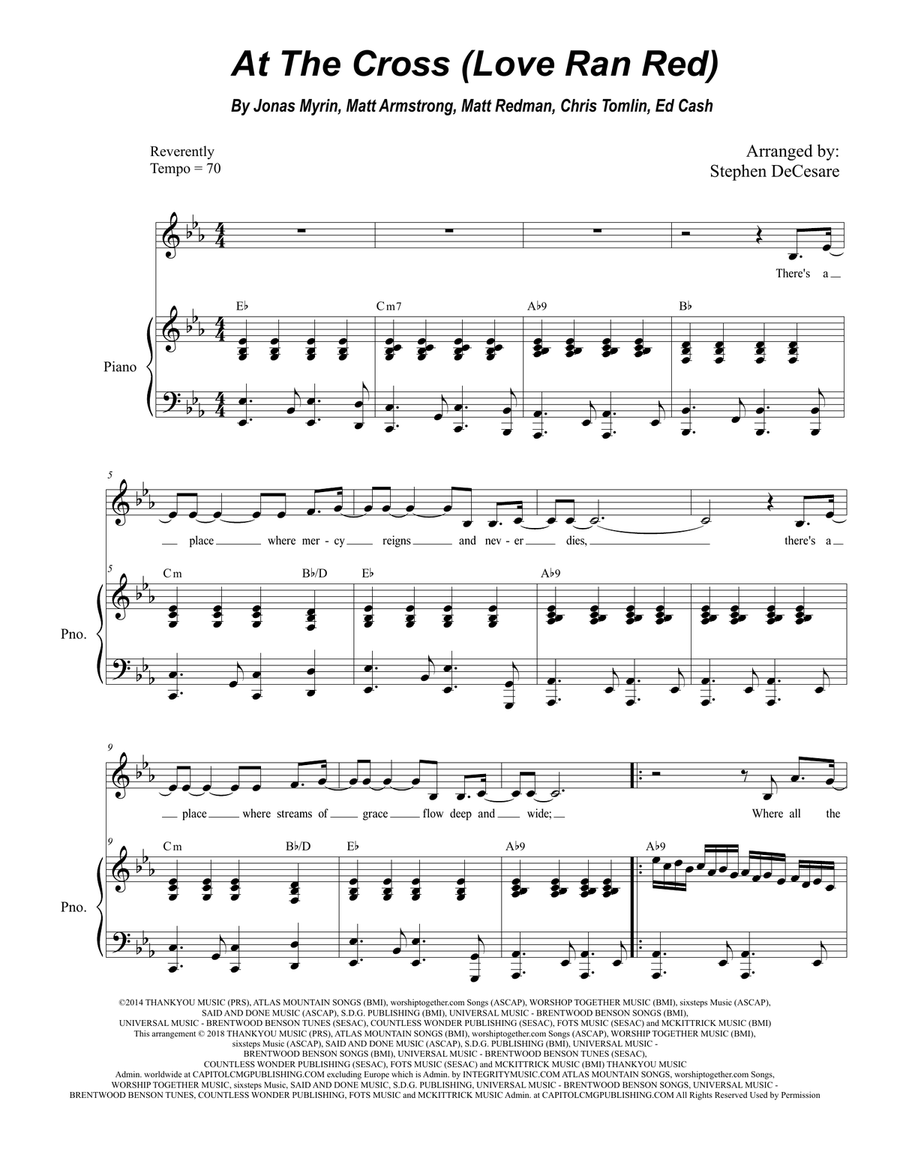 At The Cross (love Ran Red) Piano, Vocal scores gallery preview page 1