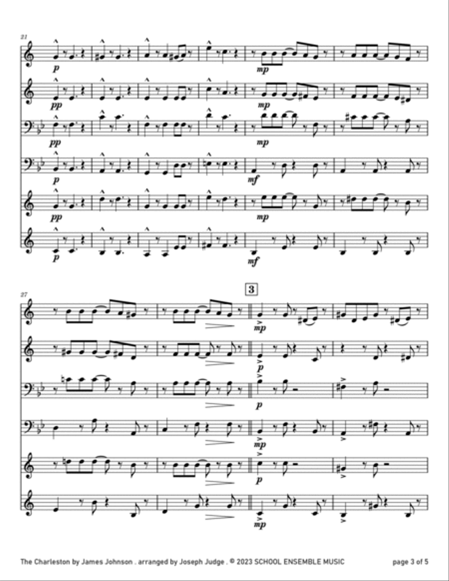 The Charleston by Johnson for Brass Quartet in Schools Brass Quartet scores gallery preview page 3