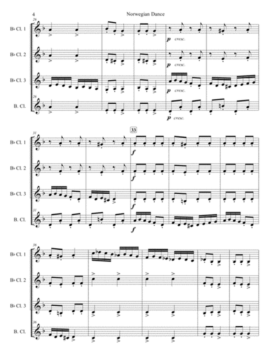Norwegian Dance Opus 35, No. 2 for Clarinet Quartet image number null