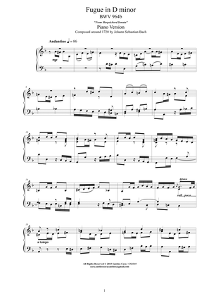Bach - Fugue in D minor BWV 964b - Piano version
