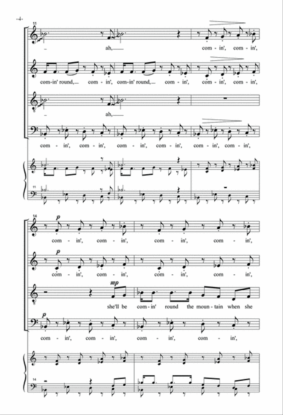 She'll Be Comin' Round The Mountain 4-Part scores gallery preview page 5