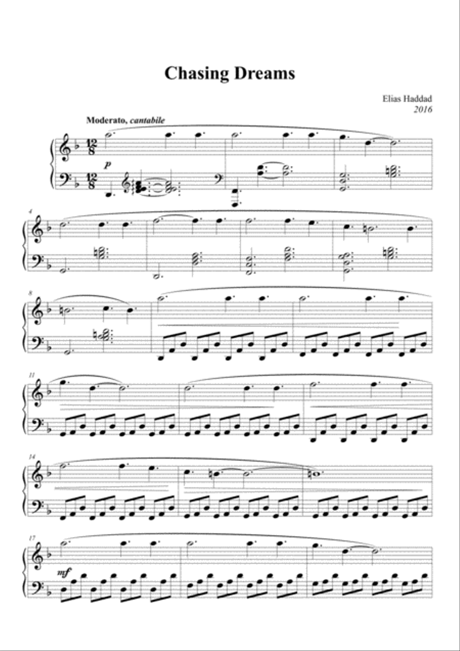 Chasing Dreams Piano Solo scores gallery preview page 1