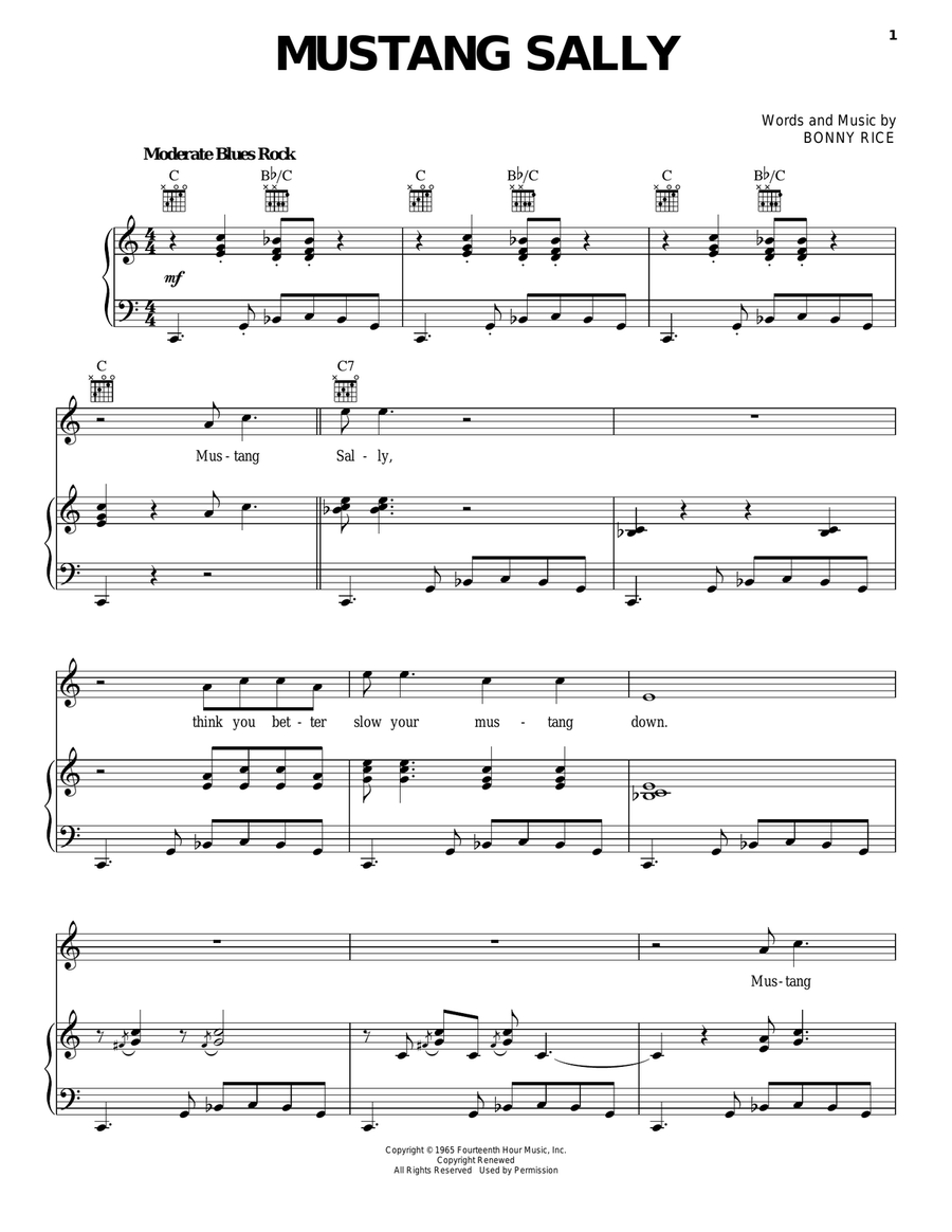 Mustang Sally Piano, Vocal, Guitar scores gallery preview page 1