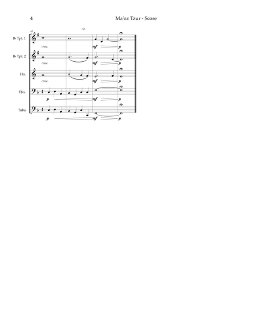 Ma'oz Tzur — Hanukkah hymn arranged for brass quintet image number null