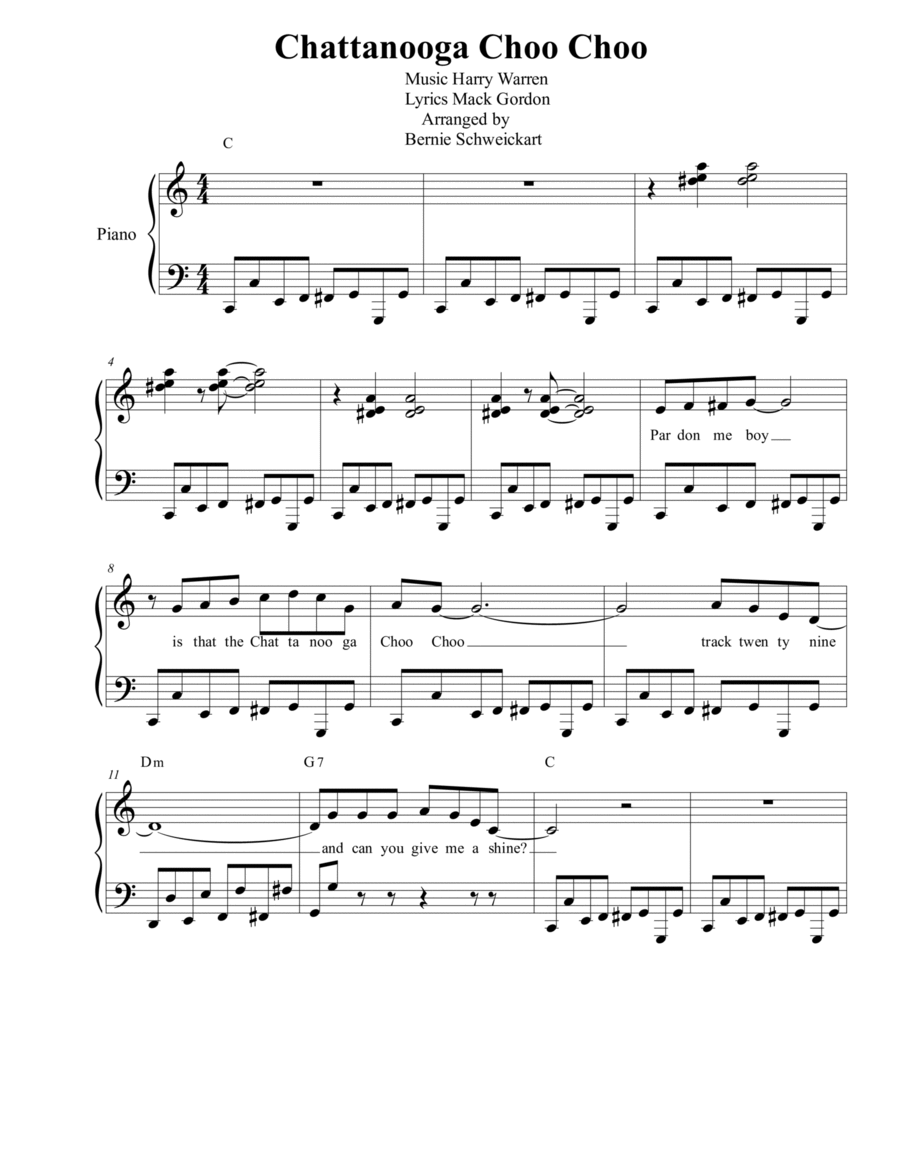 Chattanooga Choo Choo Piano Solo scores gallery preview page 1