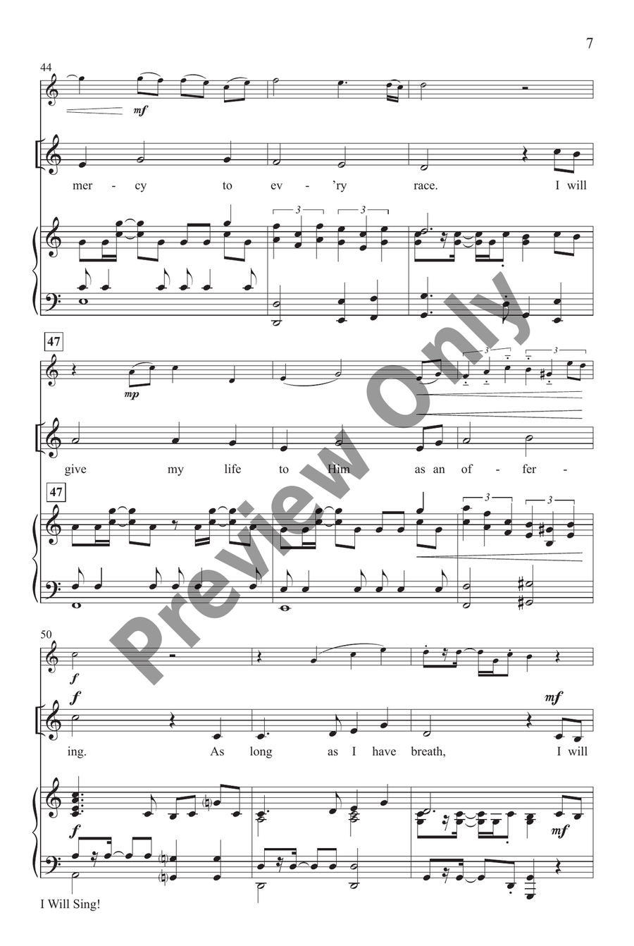 I Will Sing! I Will Sing! Unison Choir scores gallery preview page 7