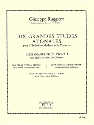 Book cover for 10 Grandes Etudes Atonales (clarinet Solo)