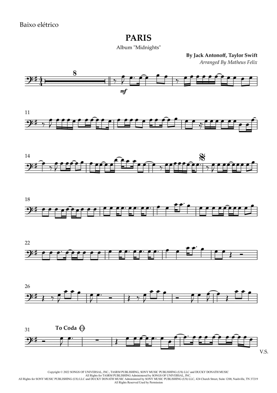 Paris Bass Guitar scores gallery preview page 1