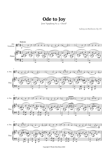 Ode to Joy by Beethoven for Alto Trombone and Piano image number null