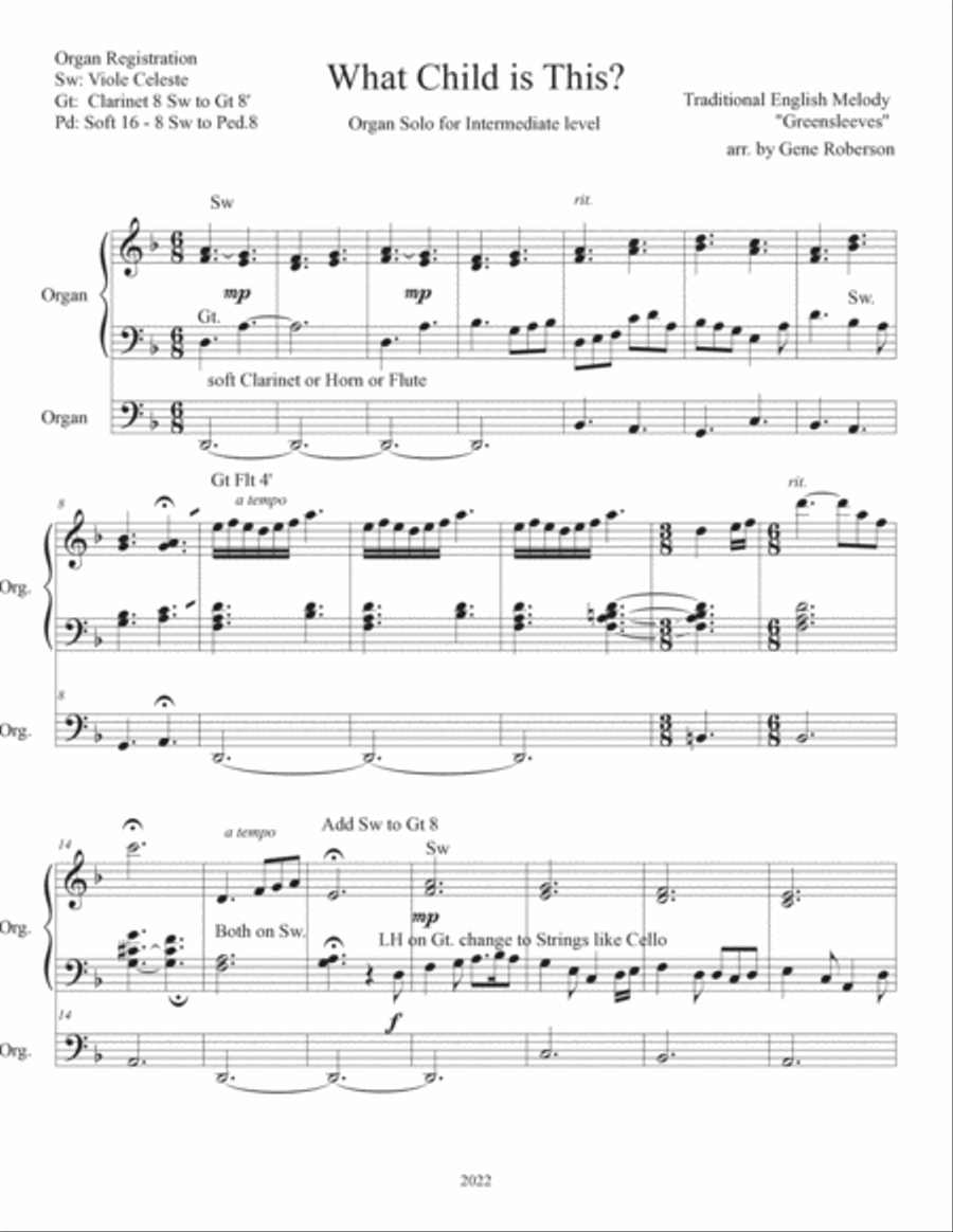 What Child is This? Intermediate Level Organ Solo Organ Solo scores gallery preview page 2