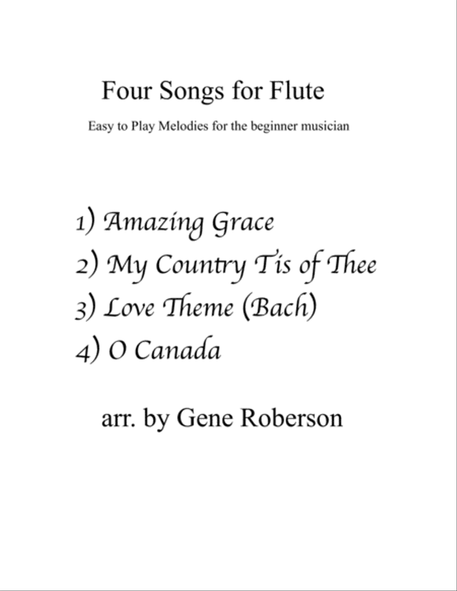 Four Songs for Flute Solo Easy Flute Solo scores gallery preview page 1