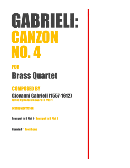 "Canzon No. 4" for Brass Quartet - Giovanni Gabrieli image number null