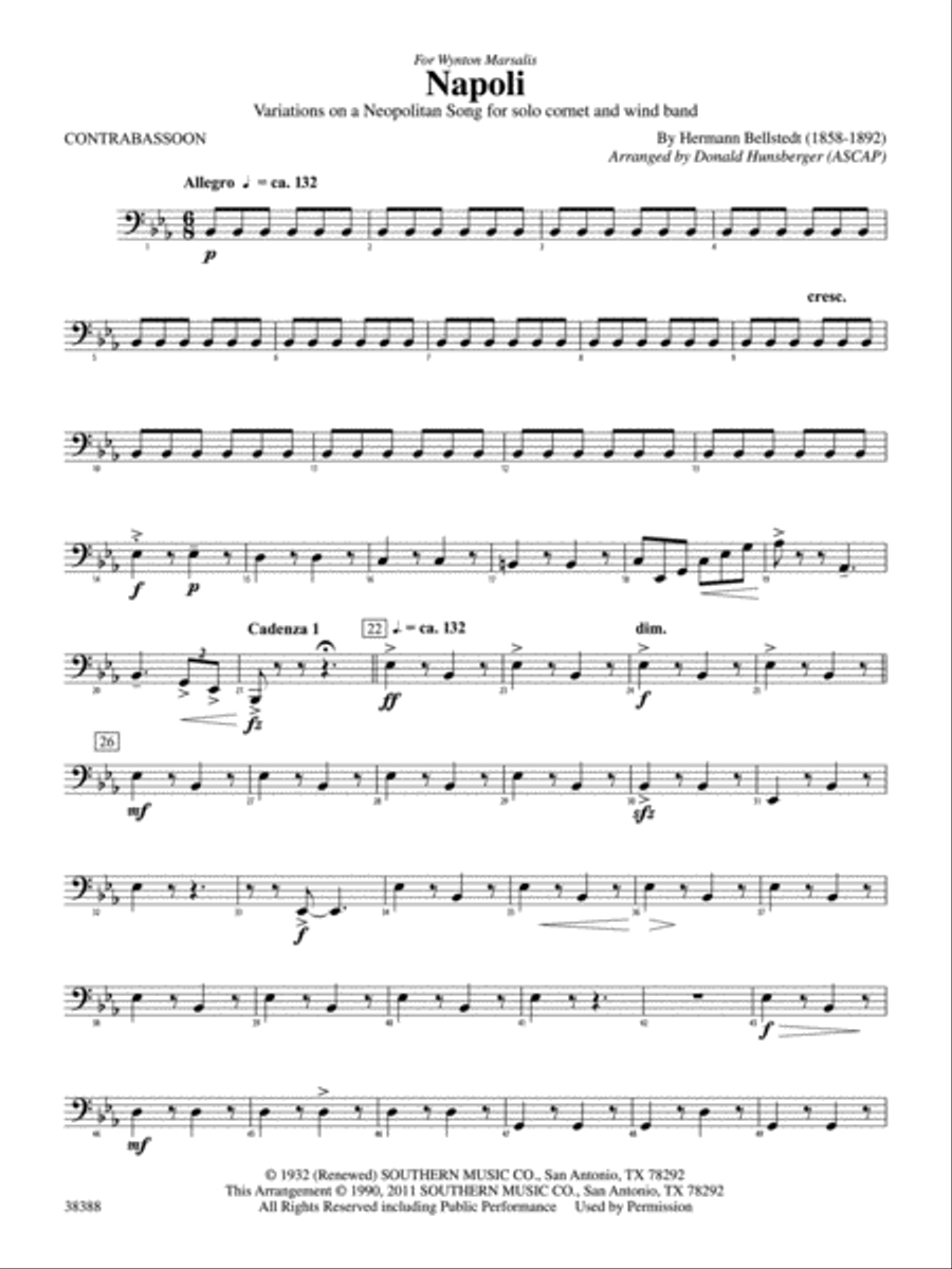 Napoli: Contra Bassoon Concert Band scores gallery preview page 1