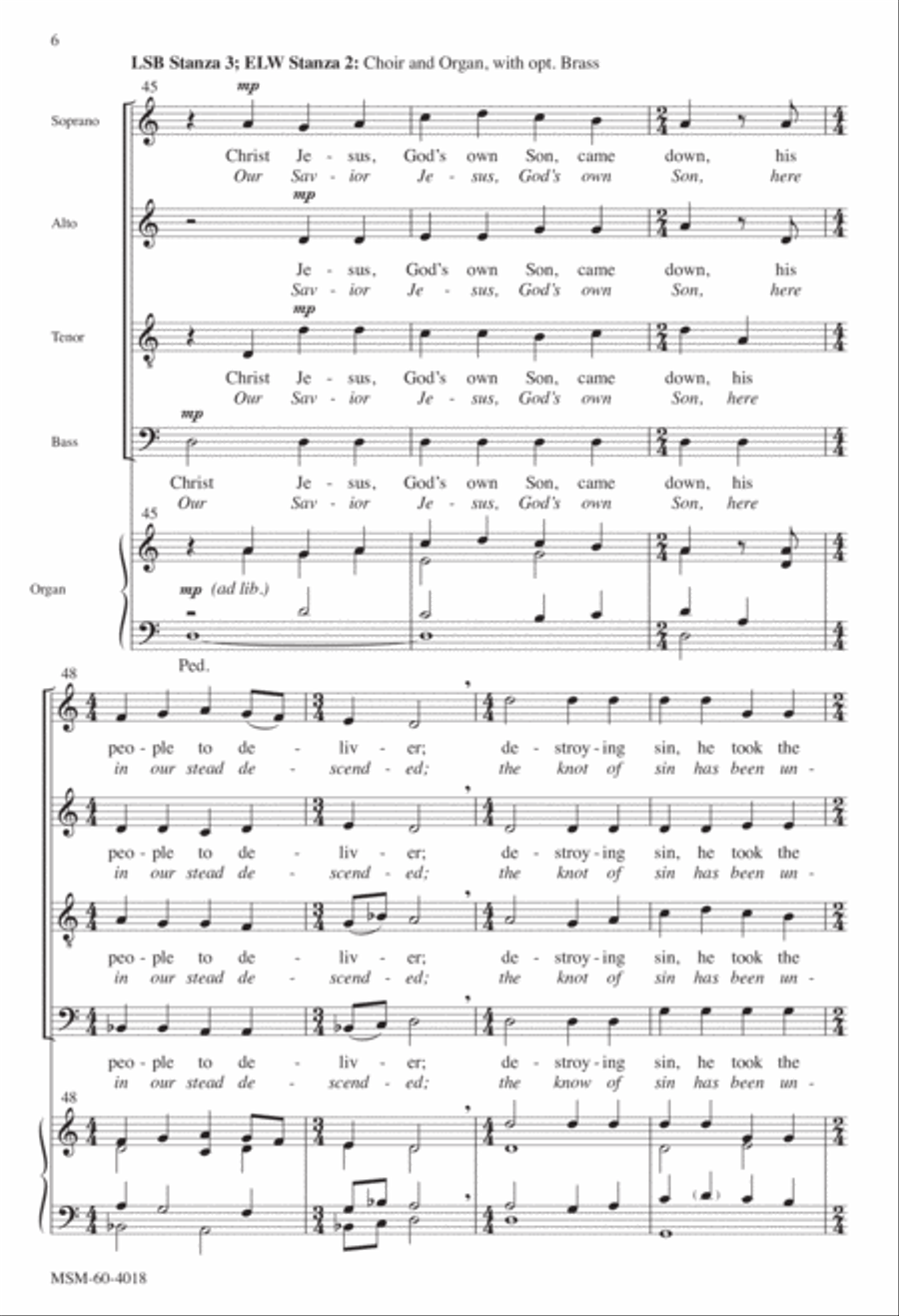 Christ Jesus Lay in Death's Strong Bands 4-Part scores gallery preview page 6