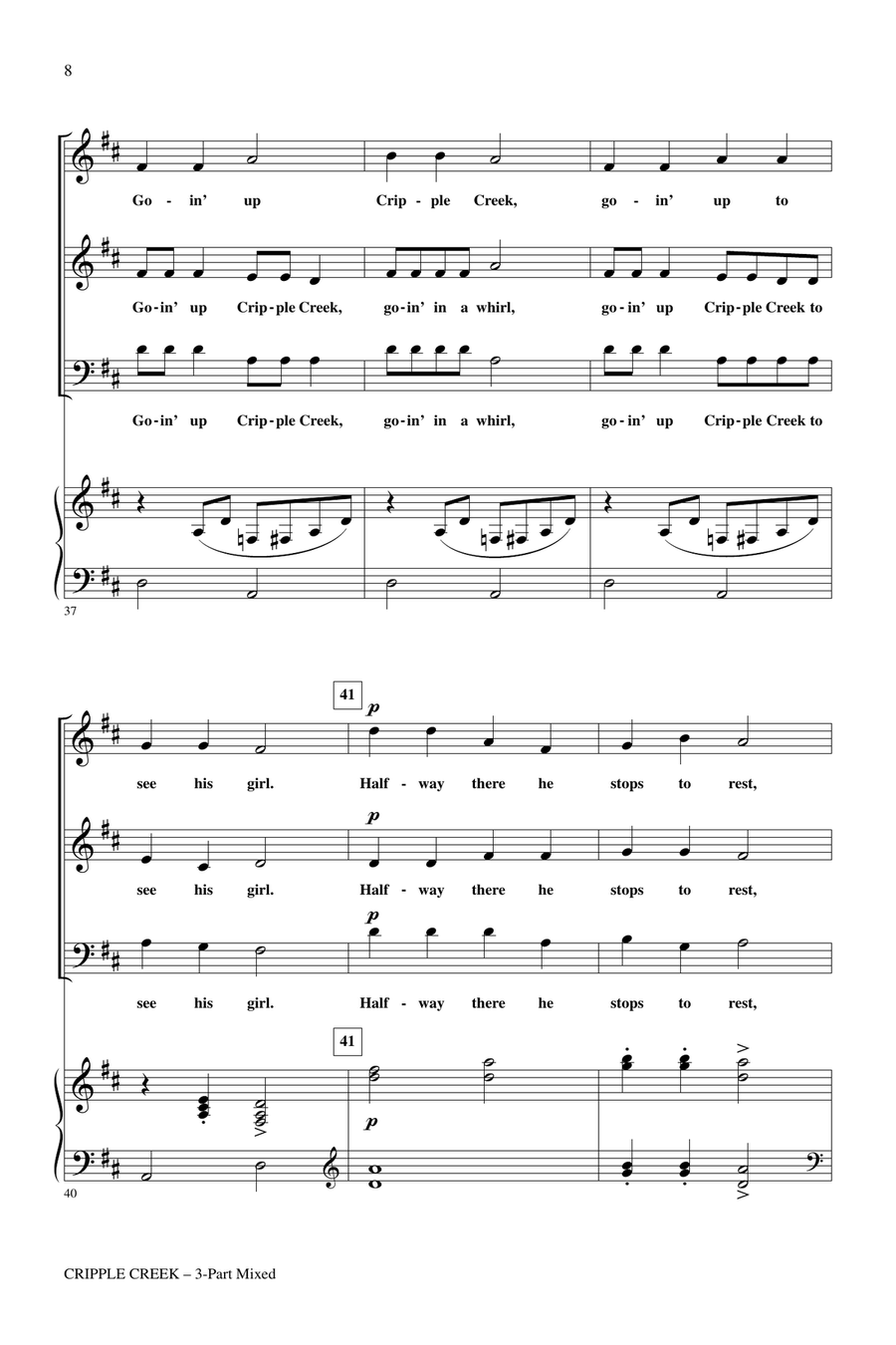 Cripple Creek (arr. Emily Crocker) 3-Part scores gallery preview page 6