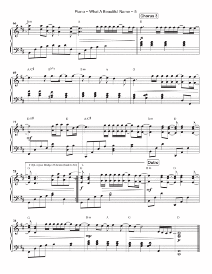 What A Beautiful Name Piano Solo scores gallery preview page 6