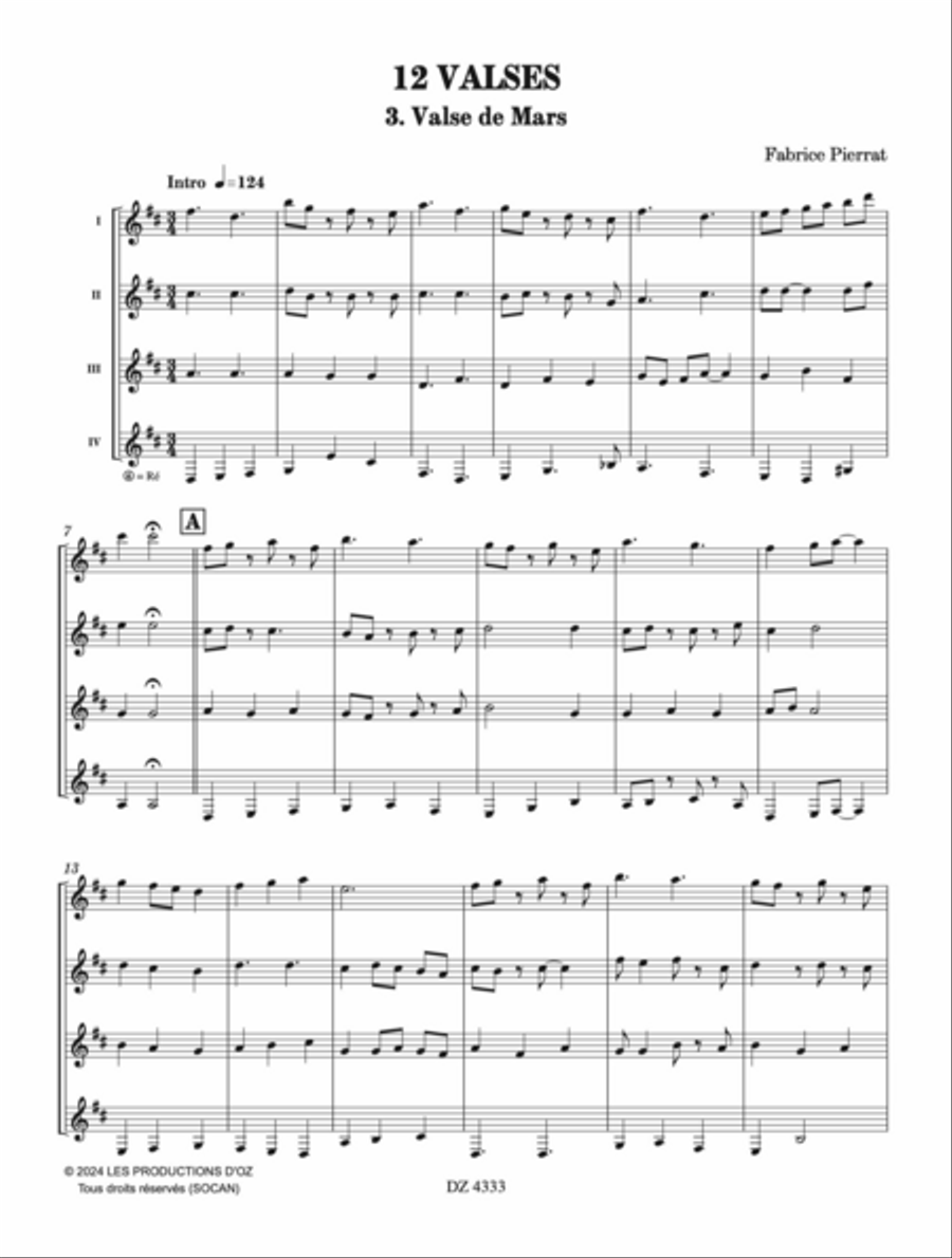 12 Valses - Mars 12 Valses - Mars Guitar Ensemble scores gallery preview page 2