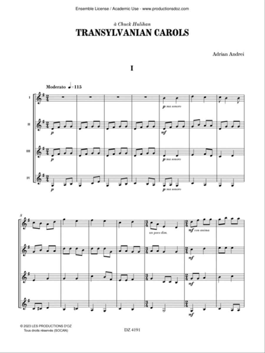 Transylvanian Carols Guitar Ensemble scores gallery preview page 3