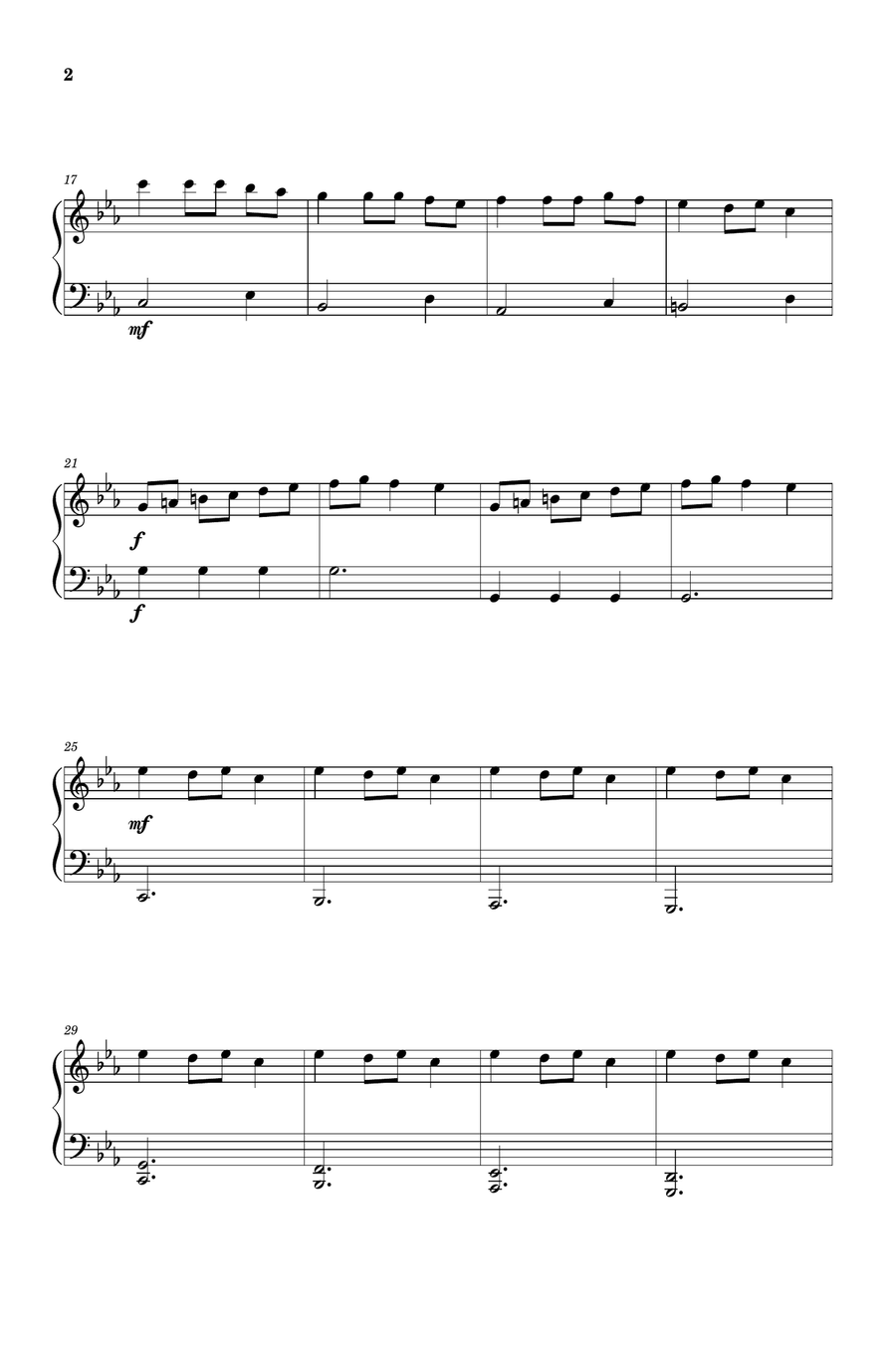 Carol of The Bells - Easy/Beginner Piano - in C minor Easy Piano scores gallery preview page 2