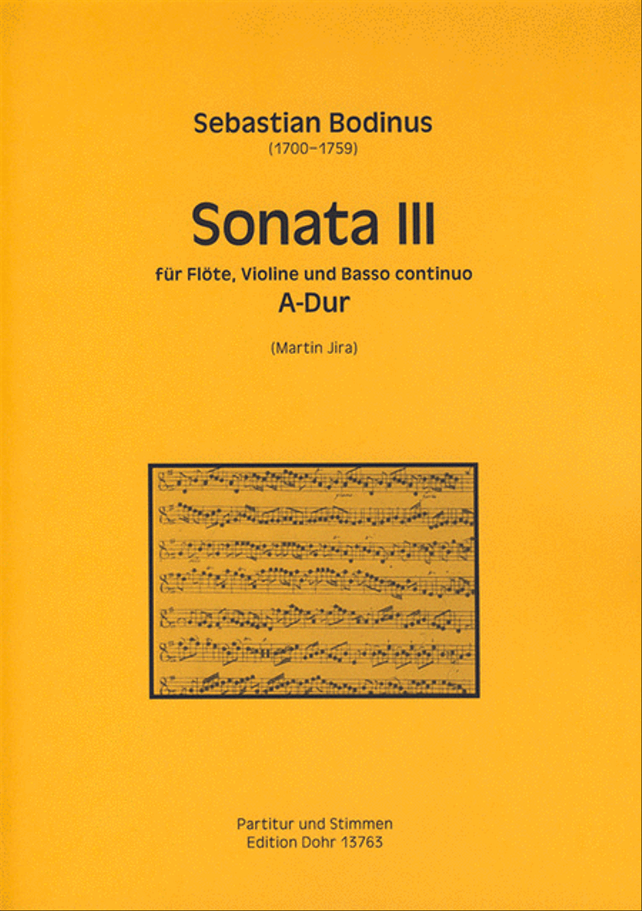 Sonata III für Flöte, Violine und Basso continuo A-Dur (aus: Musicalische Divertissements, Teil II) Flute scores gallery preview page 1