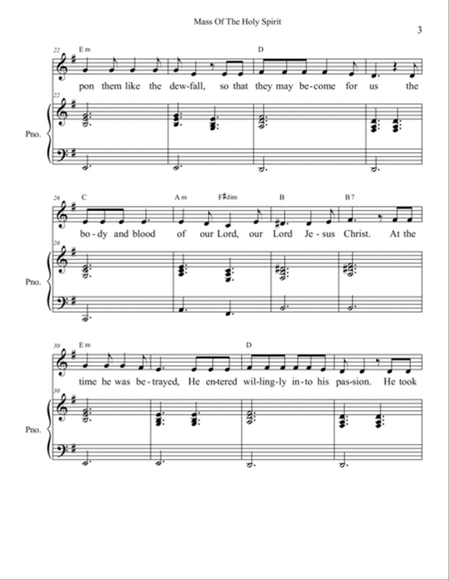 Mass of The Holy Spirit (including Eucharistic Prayer II) Piano/vocal Voice scores gallery preview page 3