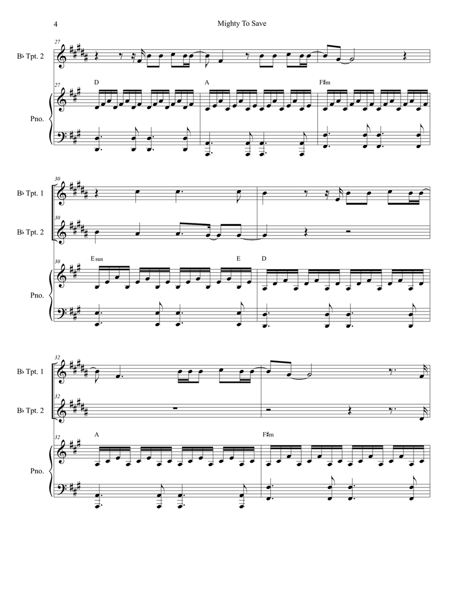 Mighty To Save Trumpet Duet scores gallery preview page 4