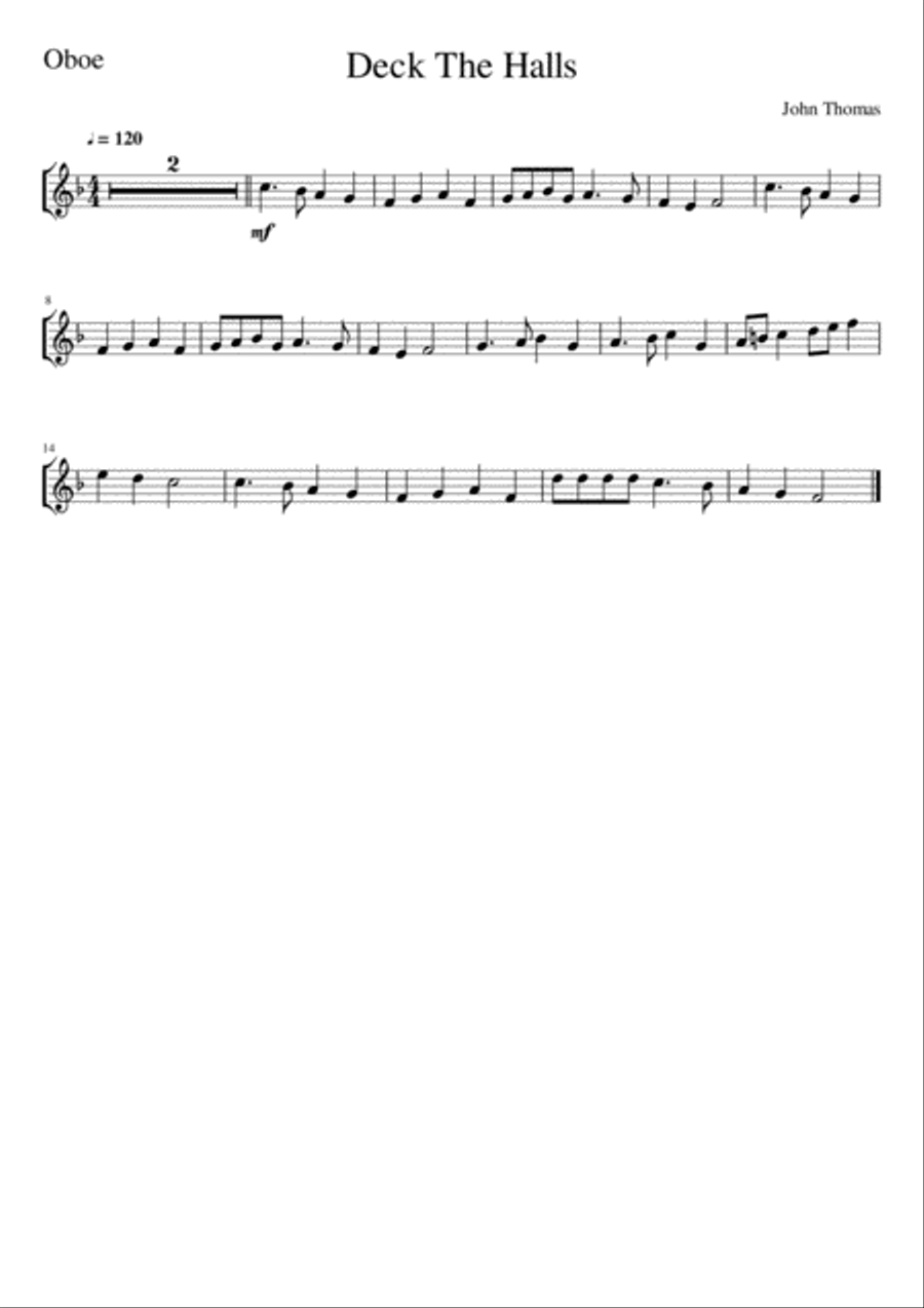 Deck The Halls - Oboe and Piano Piano scores gallery preview page 2