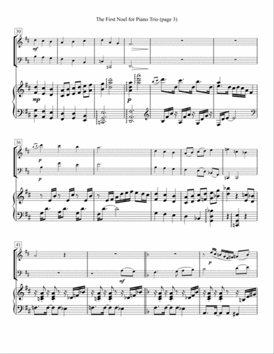 The First Noel for Piano Trio Piano Trio scores gallery preview page 3