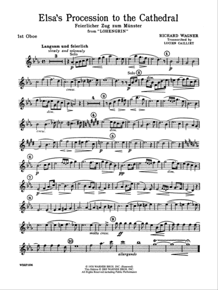 Elsa's Procession to the Cathedral: Oboe Concert Band scores gallery preview page 1