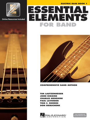 Book cover for Essential Elements for Band – Electric Bass Book 1 with EEi