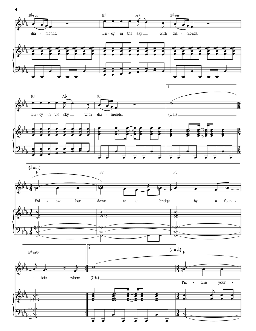Lucy In The Sky With Diamonds (from Across The Universe) Piano, Vocal scores gallery preview page 4