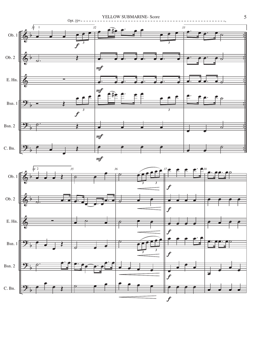 Yellow Submarine (pepperland/yellow Submarine In Pepperland) Woodwind Ensemble scores gallery preview page 5
