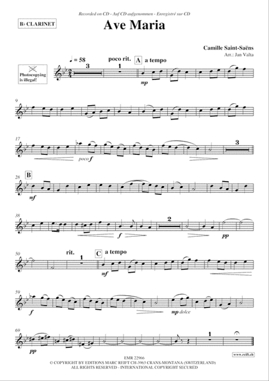 Ave Maria Clarinet Solo scores gallery preview page 3