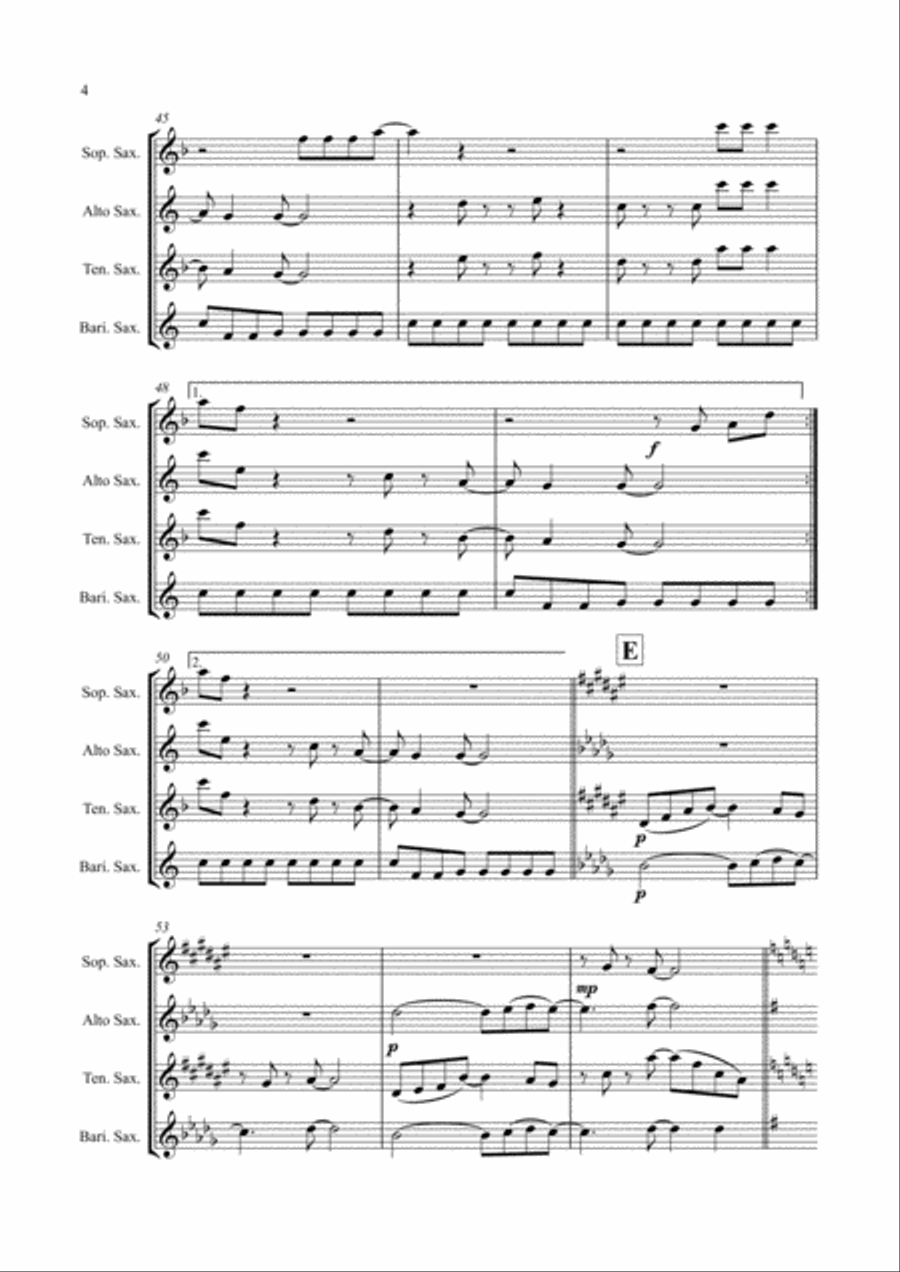 Jump Saxophone Quartet scores gallery preview page 4