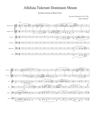 Book cover for Alleluia Tulerunt Dominum Meum - Palestrina - for Brass Sextet or Brass choir
