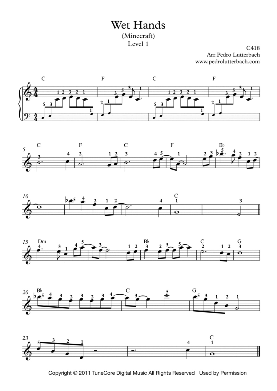 Wet Hands Wet Hands Easy Piano scores gallery preview page 1
