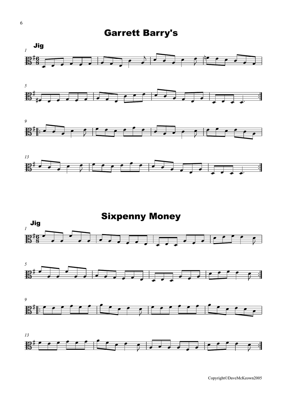 Irish Dance Music Vol.2 for Viola; 50 Jigs, Reels, Hornpipes and more.... Viola Solo scores gallery preview page 6