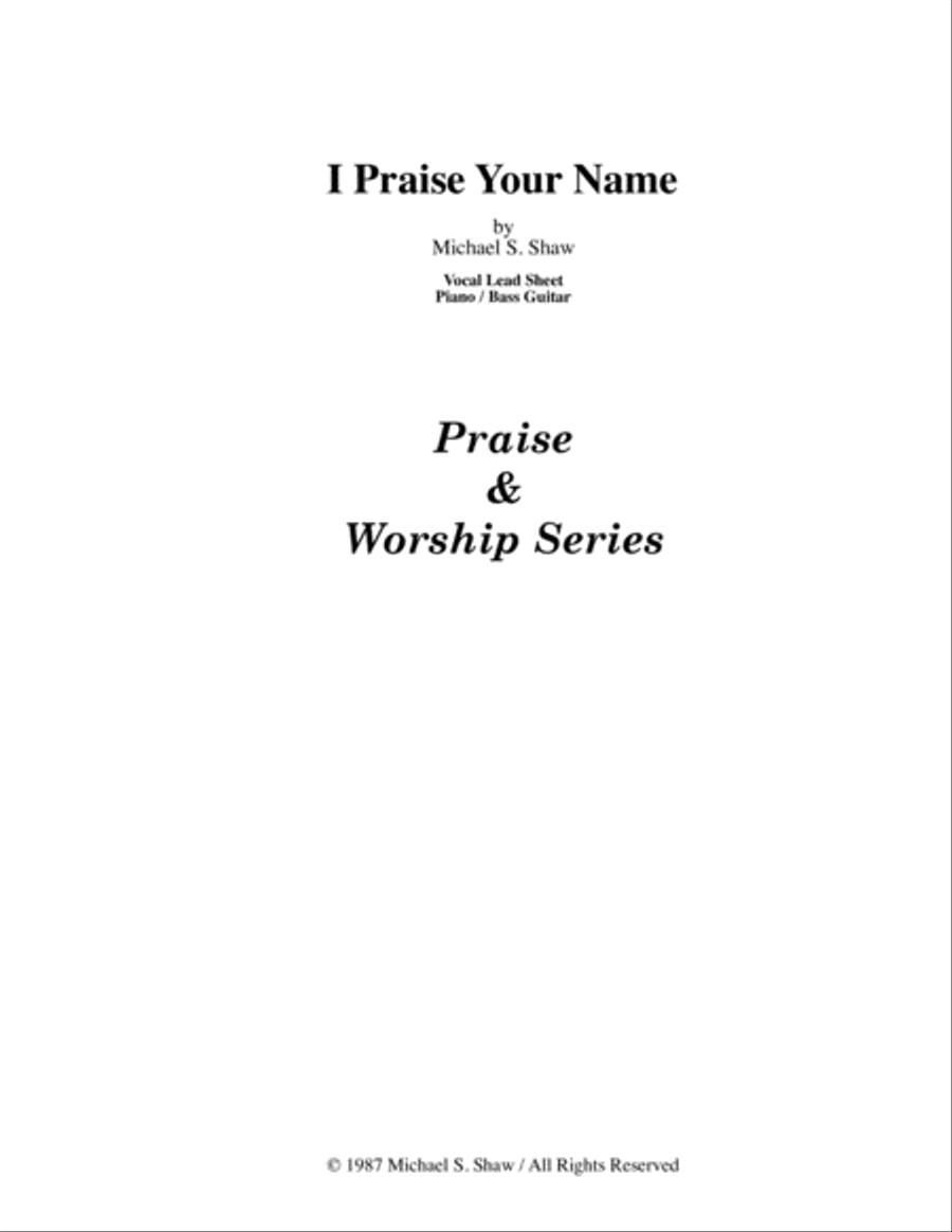 I Praise Your Name Piano, Vocal, Guitar scores gallery preview page 1