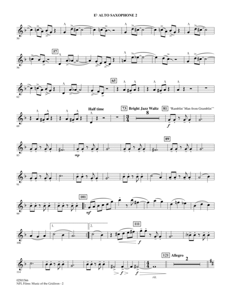 NFL Films: Music Of The Gridiron - Eb Alto Saxophone 2 by Michael Brown Concert Band - Digital Sheet Music