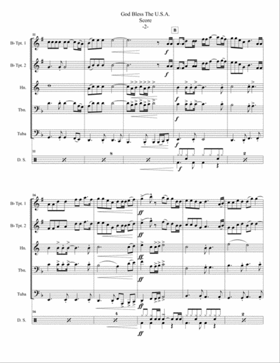 God Bless The U.S.A. Brass Ensemble scores gallery preview page 2