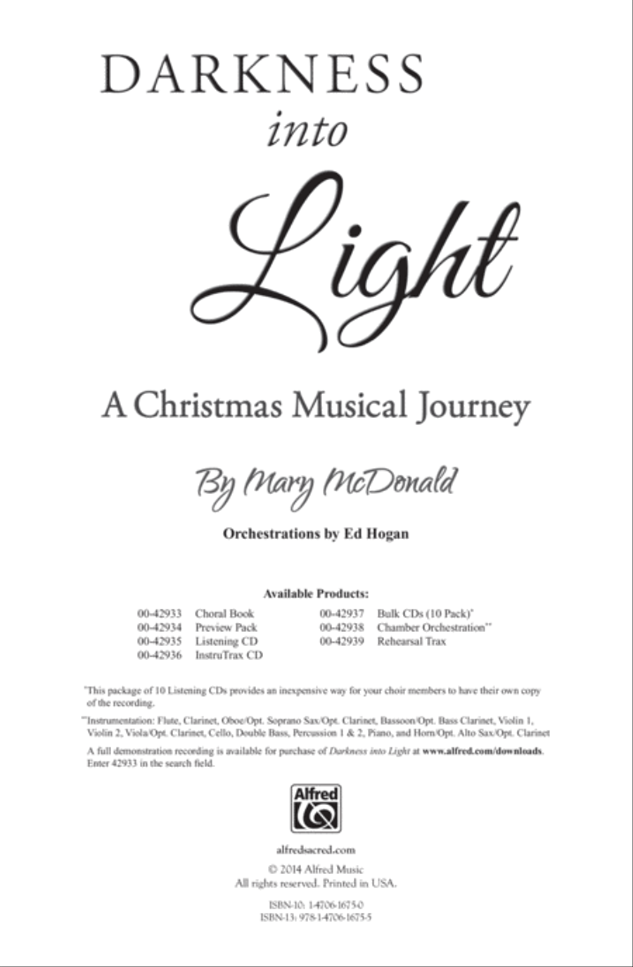 Darkness into Light Darkness into Light 4-Part scores gallery preview page 2