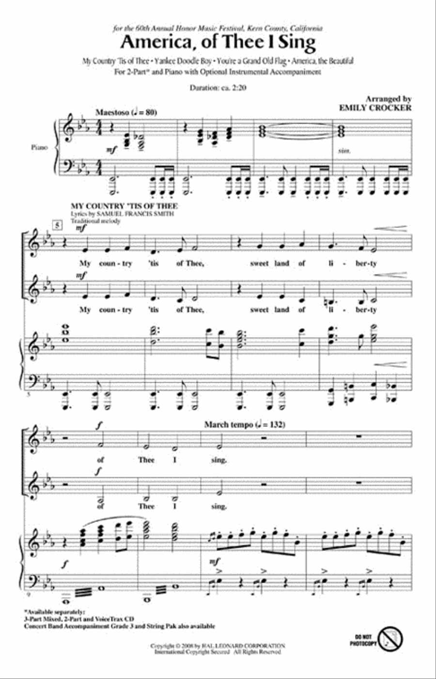 America, of Thee I Sing 2-Part scores gallery preview page 2