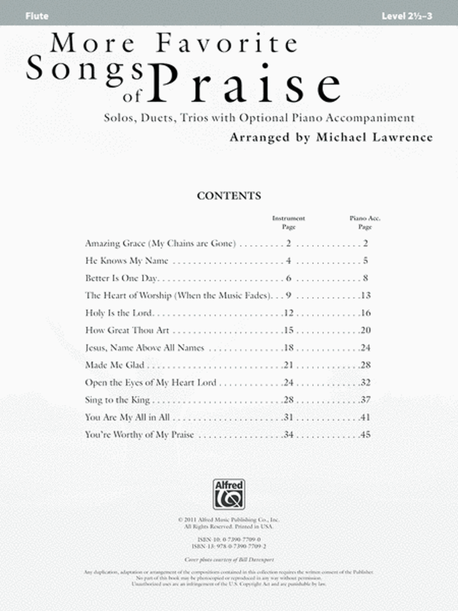More Favorite Songs of Praise (Solo-Duet-Trio with Optional Piano)