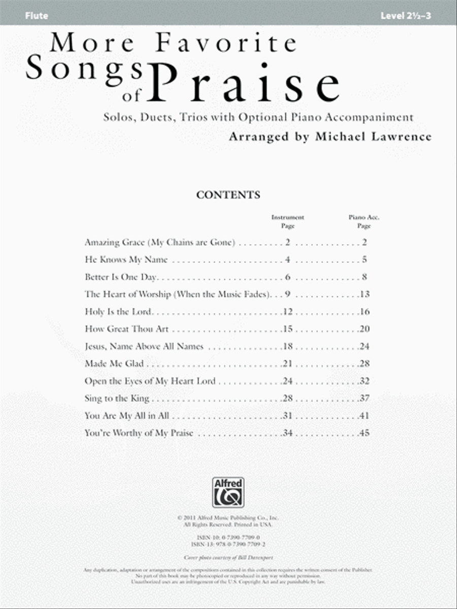 More Favorite Songs of Praise (Solo-Duet-Trio with Optional Piano) Flute scores gallery preview page 2