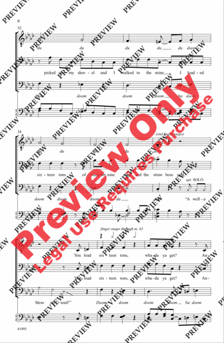 Sixteen Tons Men's Choir scores gallery preview page 6